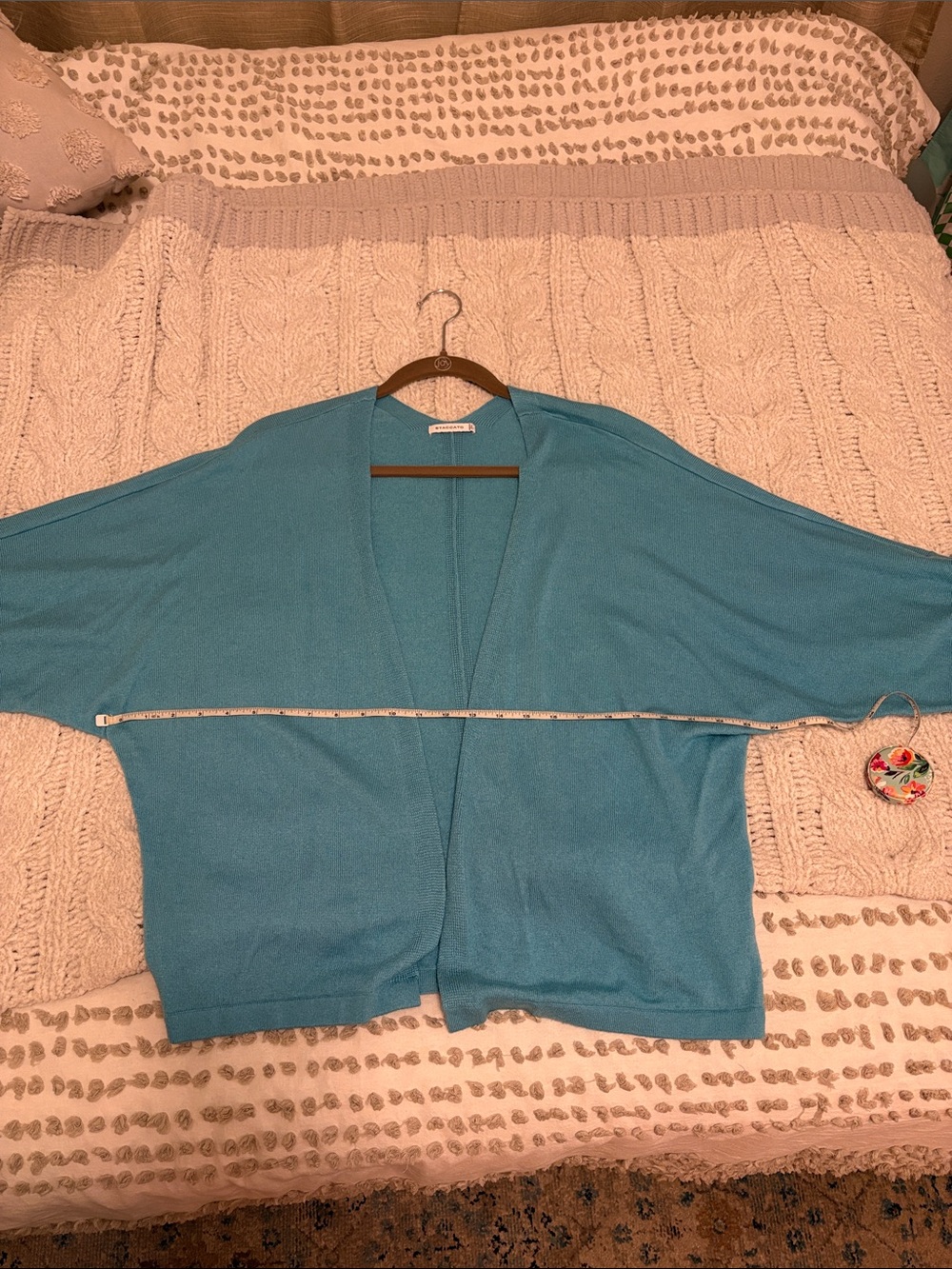 Staccato Teal Open-Front Batwing Cardigan